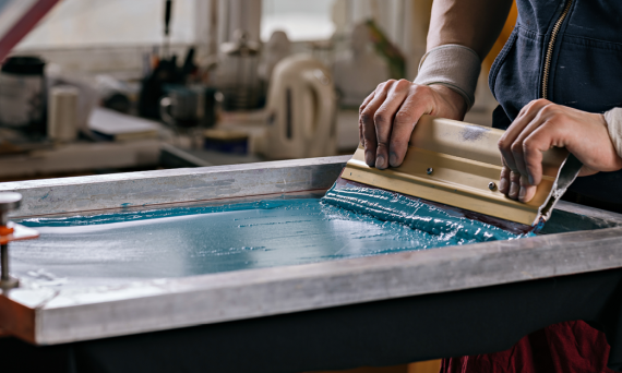 Traditional screen printing Traditional screen printing